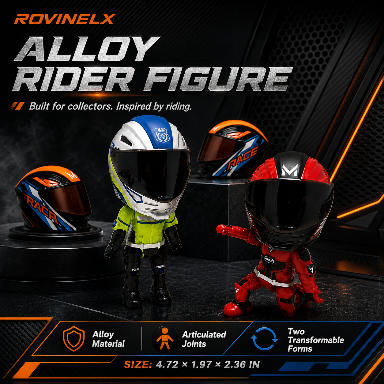 🔥New 2026🏍️ Mini Motorcycle Helmet Rider 🔥 Transforming Alloy Figure – Gift for Motorcycle Lovers