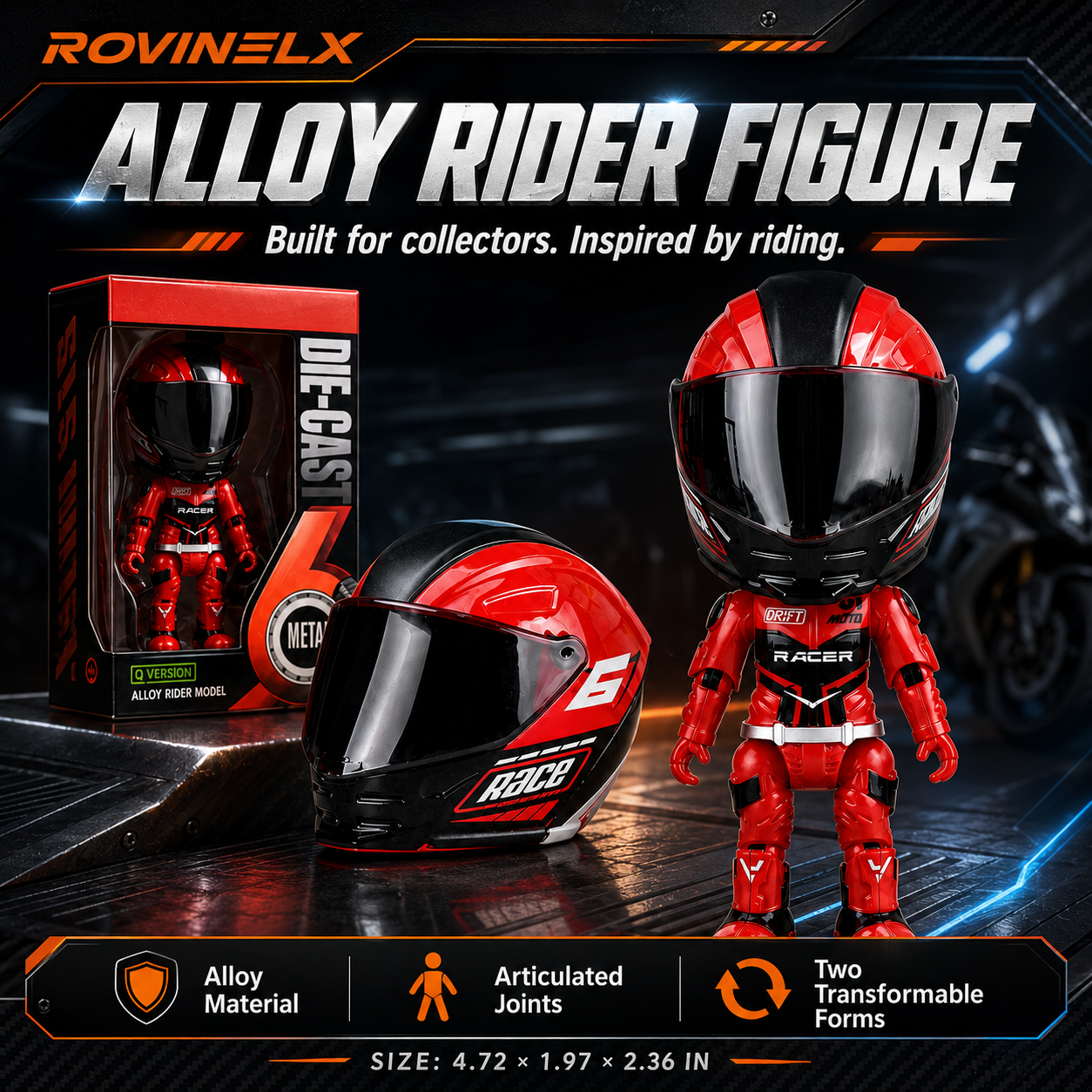 🔥New 2026🏍️ Mini Motorcycle Helmet Rider 🔥 Transforming Alloy Figure – Gift for Motorcycle Lovers