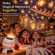 Family enjoying Christmas projection