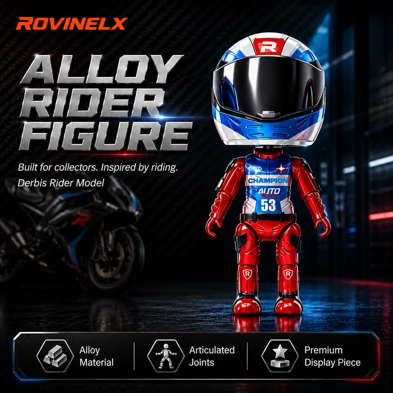 🔥New 2026🏍️ Mini Motorcycle Helmet Rider 🔥 Transforming Alloy Figure – Gift for Motorcycle Lovers