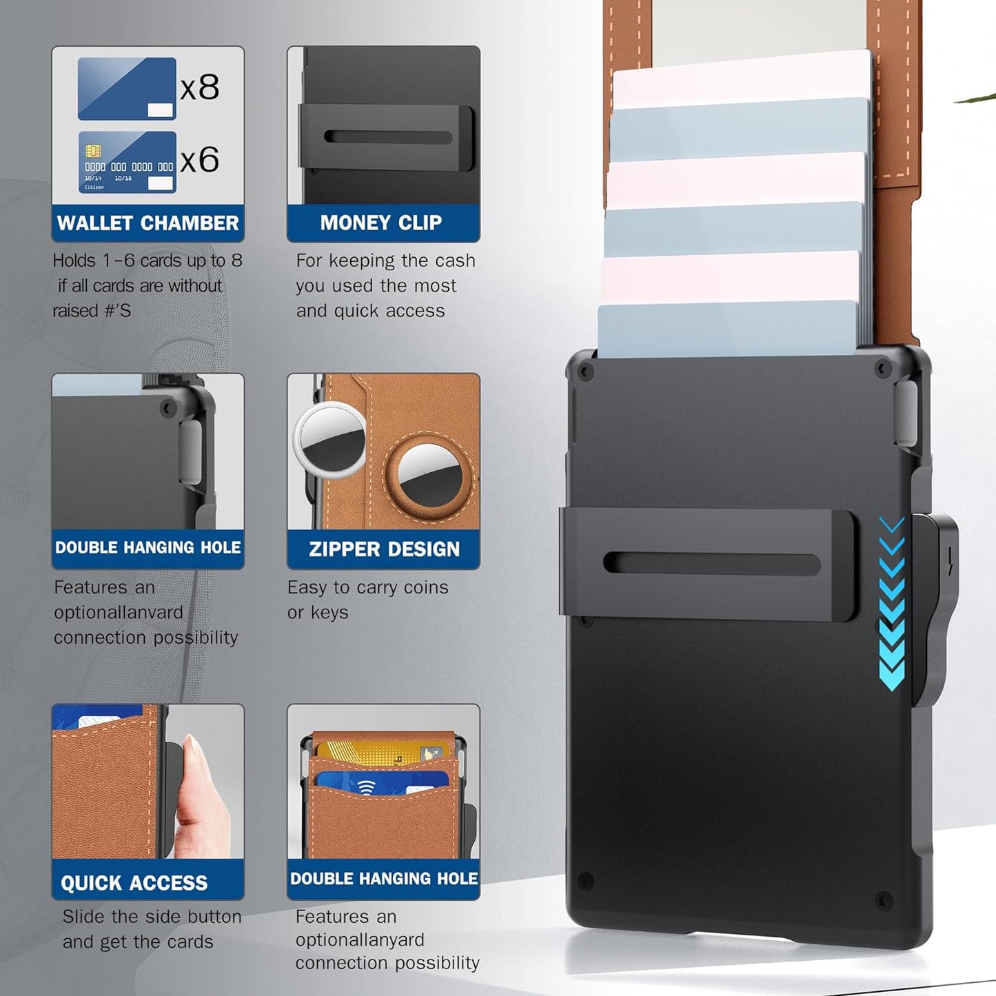 🔥New 2026🏆 Upgrade:🌎Ends Today51%🔥Wallet for Men - with Pop Up Aluminum Case Money Clip Slim Leather Slots Credit Card Holder RFID Blocking Bifold Minimalist Wallet