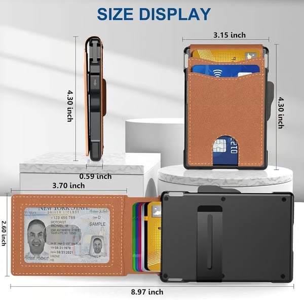 🔥New 2026🏆 Upgrade:🌎Ends Today51%🔥Wallet for Men - with Pop Up Aluminum Case Money Clip Slim Leather Slots Credit Card Holder RFID Blocking Bifold Minimalist Wallet