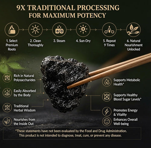 Rovinelx 9X Prepared Rehmannia Root | Natural Blood Sugar & Metabolic Support Tonic-EDC