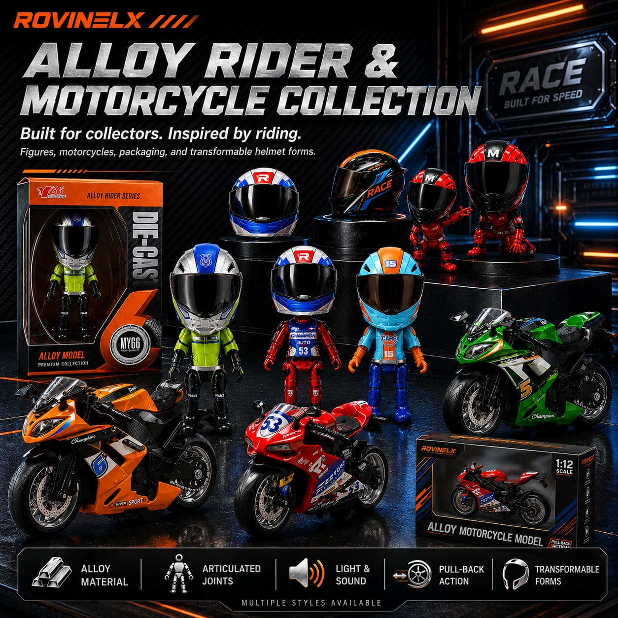 🔥New 2026🏍️ Mini Motorcycle Helmet Rider 🔥 Transforming Alloy Figure – Gift for Motorcycle Lovers